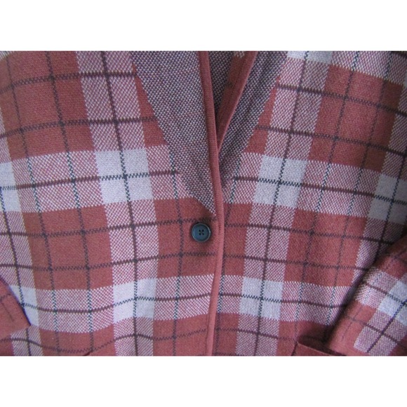 D&Co Womens Red Plaid Open Front Cardigan Sweater Jacket Pockets - Picture 4 of 10